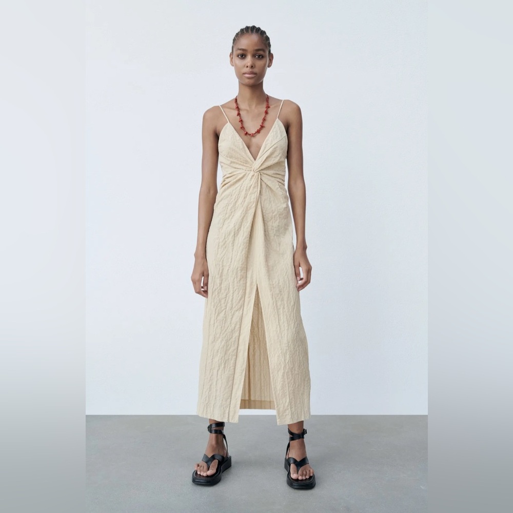 Zara Textured Knot Maxi Festival Vibes Dress